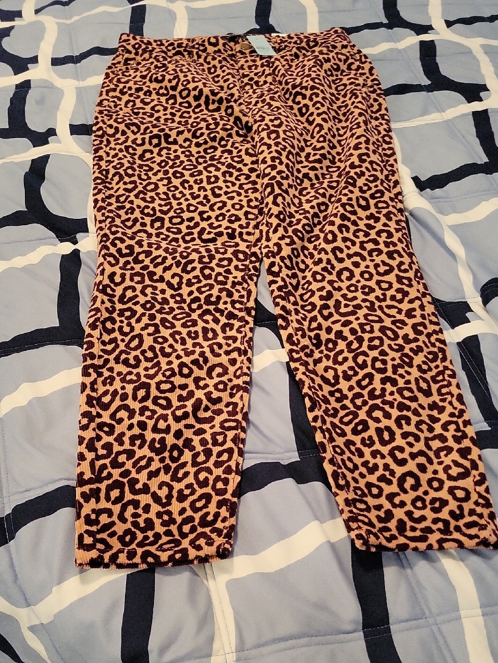 NWT Ann Taylor Leopard Print Corduroy Pants in Tan and Black Size 10P